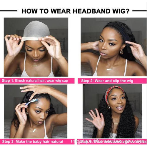 Wholesale Headband Wig Human Hair Wig For Black Women Virgin Deep Wave Human Hair Headband Wig